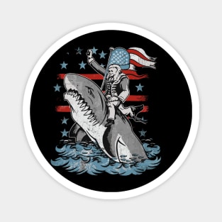 George Washington Riding Shark Funny July 4th American Flag Magnet